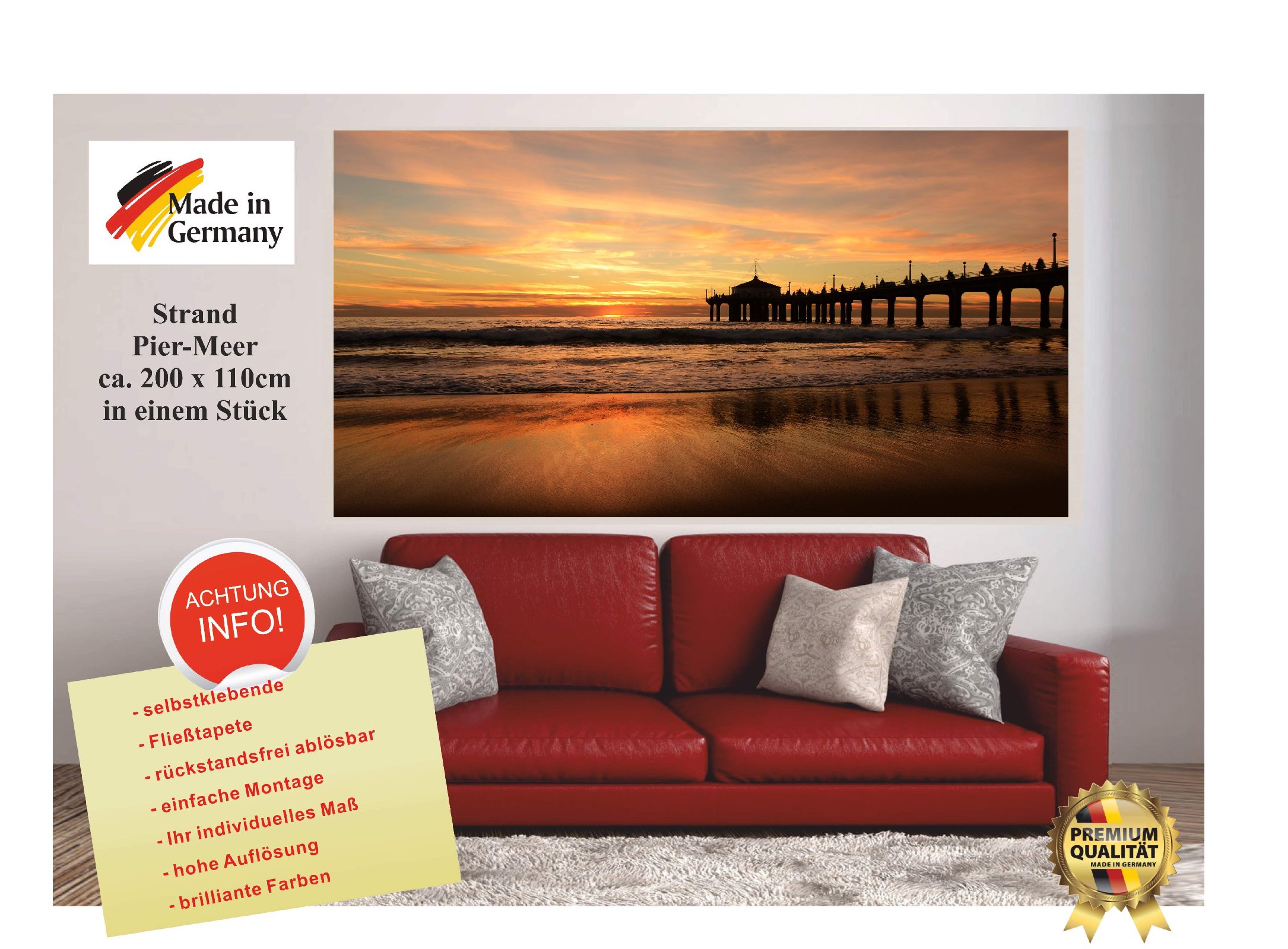 Wandbild Fototapete "Pier Meer" Poster XXL Tapete Vlies ...